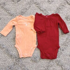 Carters Baby Girls Bodysuits 3-6M Red, Coral